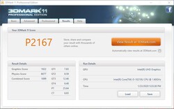 3DMark 11 scores on battery power