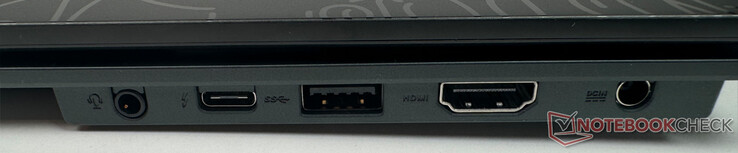Sağ: 1x 3,5 mm ses jakı, 1x Thunderbolt 4, 1x USB 3.2 Gen1 Tip A, 1x DC IN