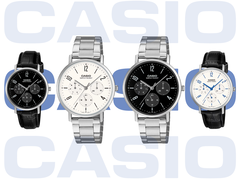 Soldan sağa, resimdeki: Casio MTP-VT06L-1B, MTP-VT06D-7B, MTP-VT06D-1B ve MTP-VT06L-7B.