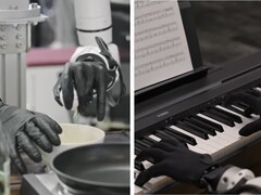 Genesis AI, yumurta kırma, domates dilimleme, kabloları bağlama ve piyano çalma gibi ince motor görevlerini yerine getiren robotik elleri gösteriyor.
