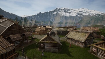 Vikingler Ülkesi'ndeki evleri gösteren bir resim.