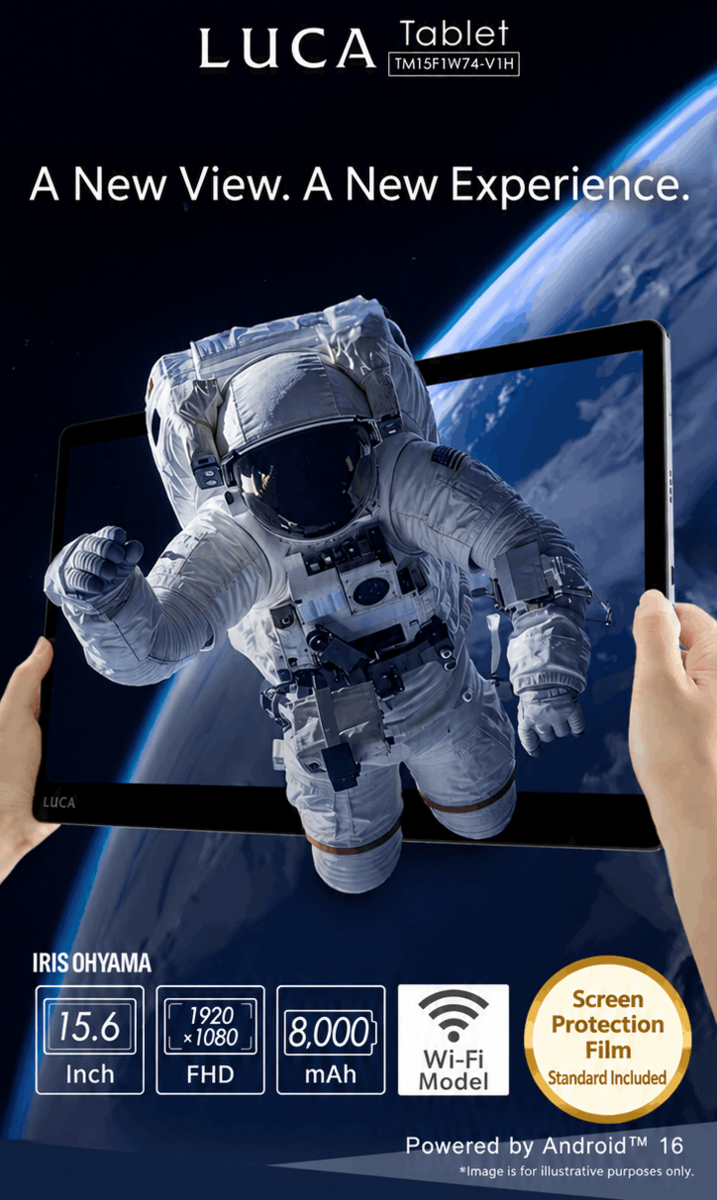 Iris Ohyama Luca tablet tanıtım görseli (makine çevirisi)