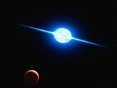 Nötron yıldızını gösteren bir sanatçı illüstrasyonu.