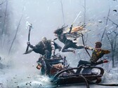 God of War Ragnarok'tan Kratos ve Atreus'un Freya ile dövüşünün sanatsal işlenişi.