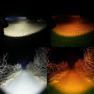 Kehribar rengi bir filtre ışığı turuncuya çevirir