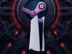 Steam arka planında gösterilen PS5 konsolu