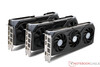 Gigabyte Radeon RX 9070 XT Gaming OC 16G (solda), Gigabyte Radeon RX 9070 Gaming OC 16G (ortada), Gigabyte Radeon RX 9060 XT Gaming OC 16G (sağda)