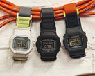 Casio, klasik kare G-Shock'una manyetik bir toka ekliyor. Resimde (soldan): G-Shock DW-5600MNC-7A8, DW-5600MNC-1, DW-5600MNC-8A2