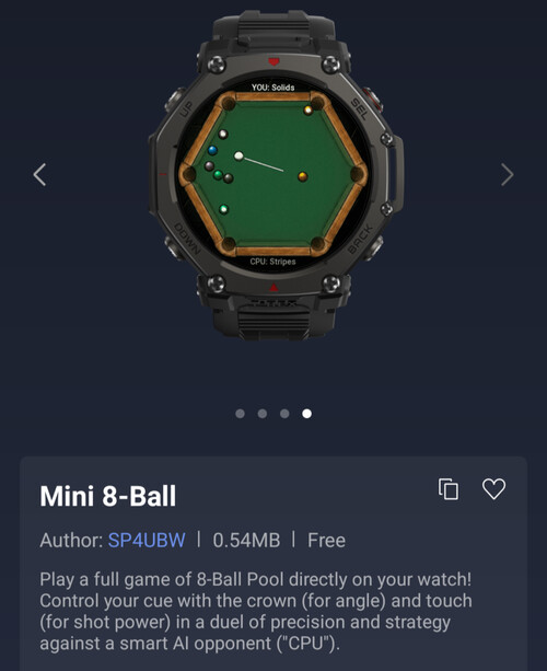 Amazfit akıllı saatler için Mini 8-Ball uygulaması