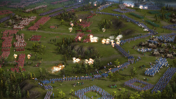 Cossacks 3'te bir savaşı ve birçok birimi gösteren bir resim.