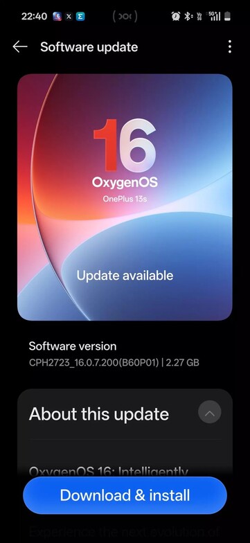 OnePlus 13S üzerinde OxygenOS 16.0.7.200 OTA