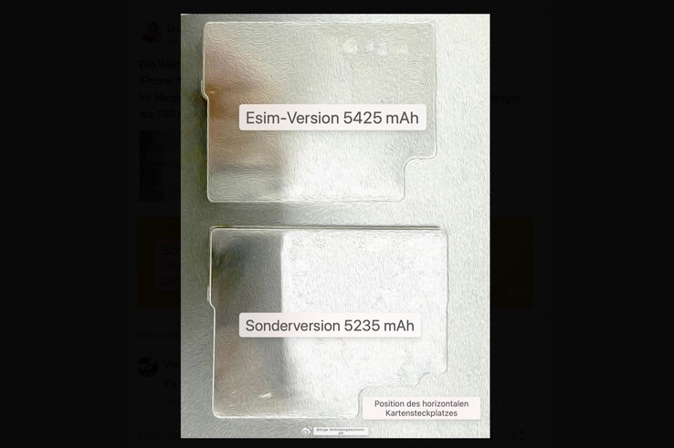 Bu görselin, iPhone 18 Pro Max’ın her iki versiyonunun pillerini göstermesi gerekiyor (makine çevirisi).