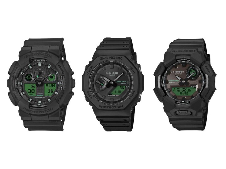 Soldan sağa: Casio G-Shock GA-100BEG-1A, GA-B2100BEG-1A ve GA-B010BEG-1A saatler