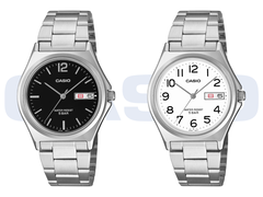 Siyah kadranlı Casio MTP-1440DJ-1AJF ve beyaz kadranlı MTP-1440DJ-7BJF.