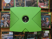 Resimde 10 retro Xbox oyunu bulunan yeşil renkli bir Xbox