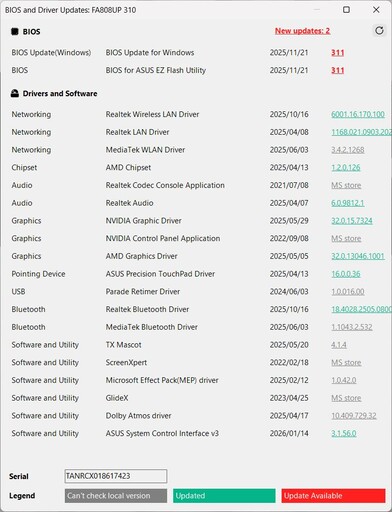 Seçeneklere bağlı olarak başka bir ekran gelebilir: Güncellemeler