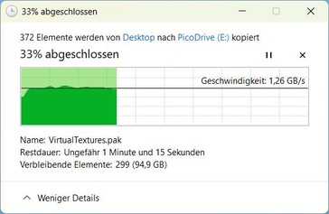 Yaklaşık 40 sn'ye kadar kopyalama başlangıcı: 1.3 GB/s