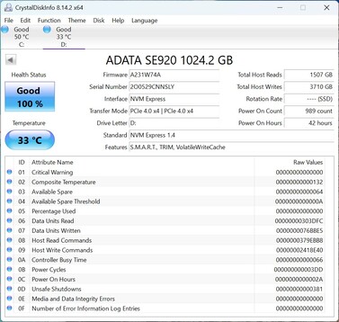 ADATA SE920, PCIe 4.0 x4 ile çalışır