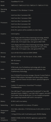 TravelMate P2 14 AI özellikleri