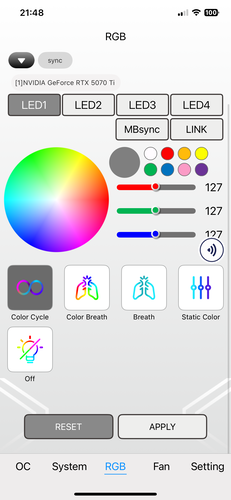 RGB ayarları