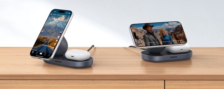 Ugreen 15W 2'si 1 arada Manyetik Kablosuz Şarj Cihazı. (Resim kaynağı: Ugreen)