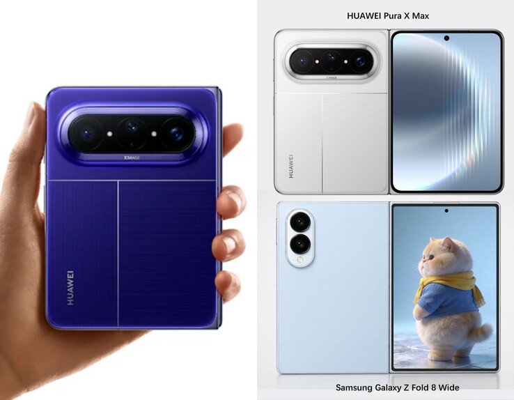 Galaxy Z Fold8 Wide, Huawei Pura X Max'in yanında görüntüleniyor.