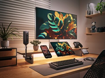 Aksesuarları ile birlikte akıllı LED monitör standı.