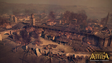 Total War: Attila'da bir şehri gösteren bir görüntü.