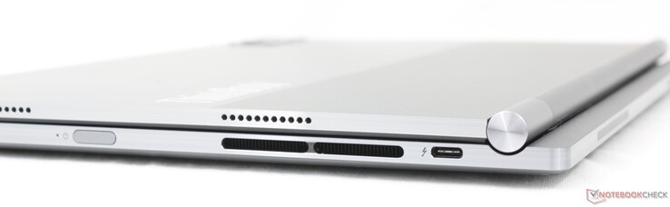 Sağ (yalnızca Windows dizüstü bilgisayar modu): Parmak izi özellikli Güç düğmesi, DisplayPort ve Güç Dağıtımı ile USB-C 4.0 + Thunderbolt 4