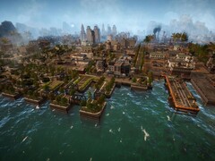 Kaiserpunk'ta bir şehri gösteren bir görsel; şu anda Steam'de %50 indirimde.