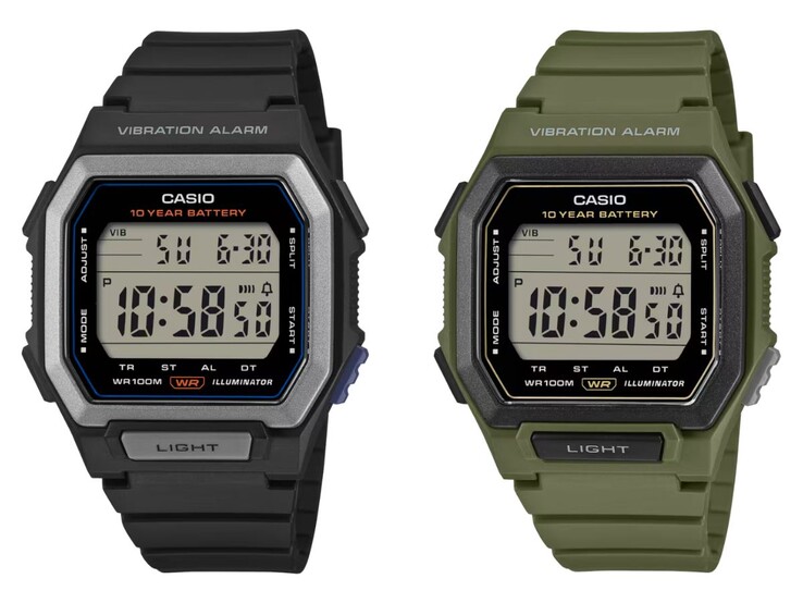 Casio W-738H-1AV (solda) ve W-738H-3AV (sağda) saatler