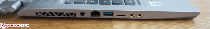 Left side: power, RJ45 LAN, USB-A 3.0, microSD, microphone, headphones