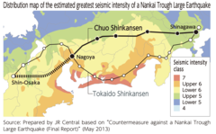 2013 Yılında Chūō Shinkansen Güzergâhı ve Deprem Riski