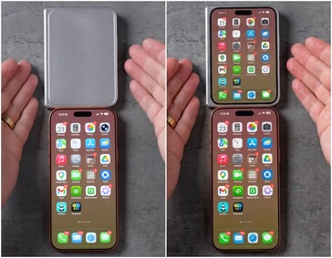 iPhone 17 Pro Max'in yanında iPhone Ultra/Fold tasarım modeli.