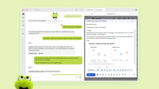 A Dot yeni test verilerini inceler, bir analizi günceller ve bulguları içeren bir e-posta taslağını insan onayına hazırlar.