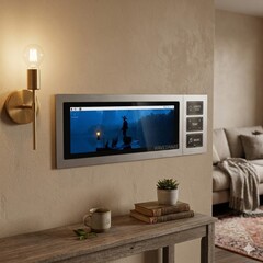 Ultra geniş panel 480 x 1920 çözünürlüğe ve yapay zeka tarafından oluşturulan arka plan ile 10 noktalı dokunma desteğine sahiptir