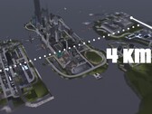 GTA III Liberty City'nin üç adalı 4KM haritasının havadan görünümü