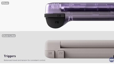 Retroid Pocket Duo'da üst üste dizilmiş omuz düğmeleri bulunurken, Pocket Duo Lite'da sıralı düğmeler bulunacaktır.