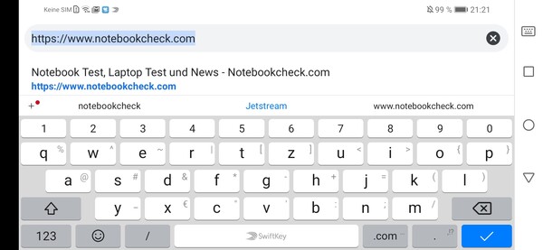 Keyboard in landscape mode