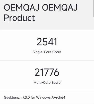 18 çekirdekli N1X yapılandırmasının Geekbench sonucu