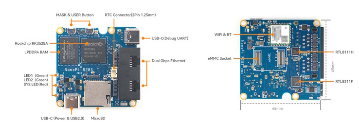 Bir microSD kart yuvası vardır, ancak GPIO başlığı yoktur
