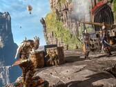Steam'de şu anda %93 indirimli olan Styx: Shards of Darkness oyununda Styx ve düşmanlarını gösteren bir görsel.