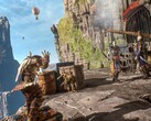 Steam'de şu anda %93 indirimli olan Styx: Shards of Darkness oyununda Styx ve düşmanlarını gösteren bir görsel.
