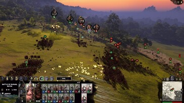 Total War: Three Kingdoms'te bir savaşı gösteren bir görsel.
