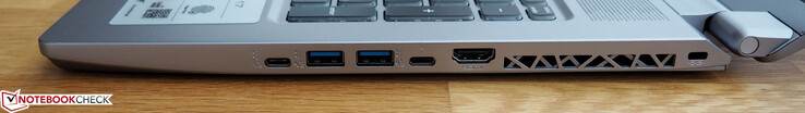 Right side: USB-C 3.1 Gen2, 2x USB-A 3.0, Thunderbolt 3, HDMI 2.0, Kensington lock