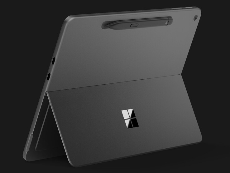 Surface Slim Pen (2. Sürüm), şarj olmak üzere Surface Pro 12 (2. Sürüm) cihazının arkasına manyetik olarak takılır.