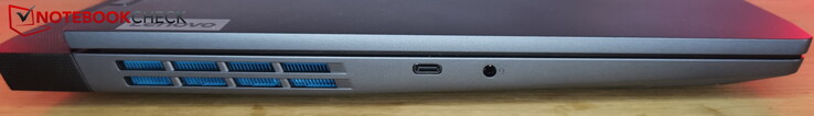Sol: USB-C 3.2 Gen 2 (10 Gbit/sn, DisplayPort 1.4, 140 W PD), kulaklık bağlantı noktası