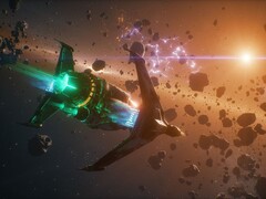 Everspace'de bir uzay gemisini gösteren bir görüntü.