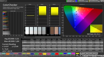 Color accuracy (target color space: sRGB; profile: standard, warm)