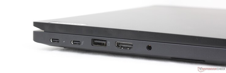 Sol: Güç Dağıtımı 3.0 + DisplayPort 1.4 ile USB-C 3.2 Gen. 2 (20 Gbps), Güç Dağıtımı 3.0 + DisplayPort 1.4 ile USB-C Thunderbolt 4 (40 Gbps), USB-A (10 Gbps), HDMI 2.1, 3,5 mm kulaklık